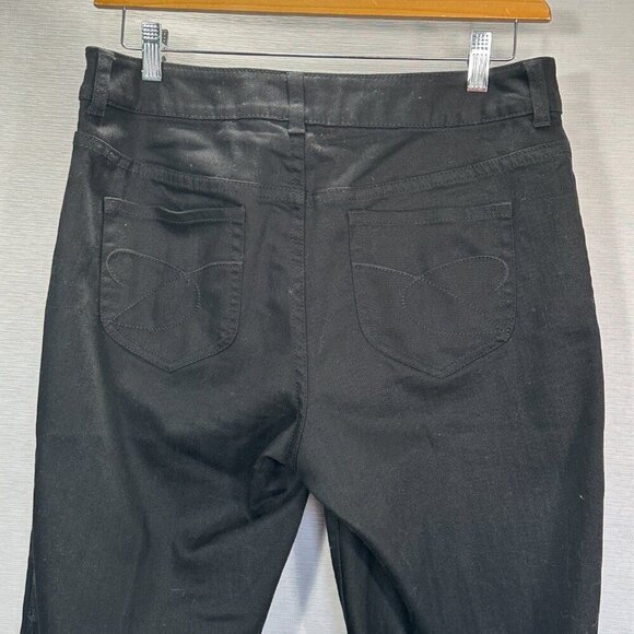Chicos Platinum Jeans Womens 10 Black Cotton Stretch Pockets Straight Pockets - Picture 7 of 10